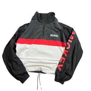 Disney Women Jacket Large White Windbreaker Mickey Mouse Graphic 1/4 Zip